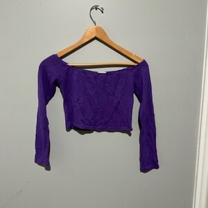 Purple off shoulder crop top